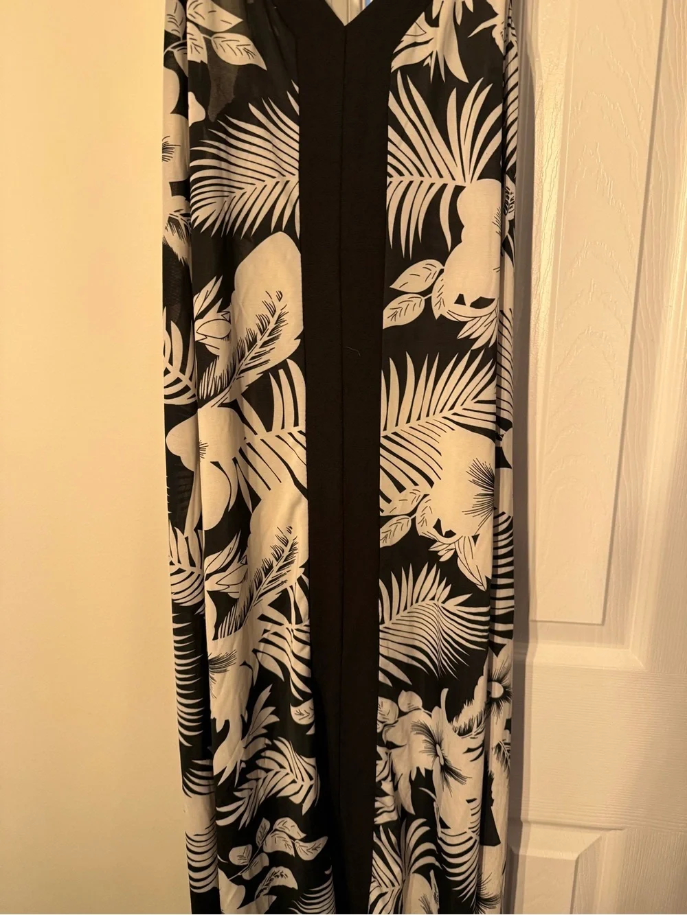 Black and White Tropical Maxi Swim Cover-Up